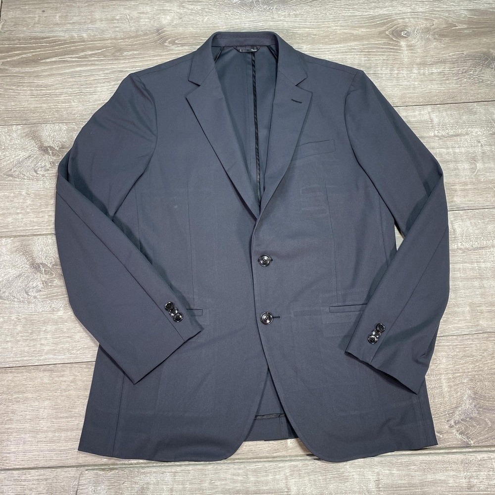 Sene Blazer Mens 40R Charcoal Gray Stretch Performance Two Button Notch Lapel